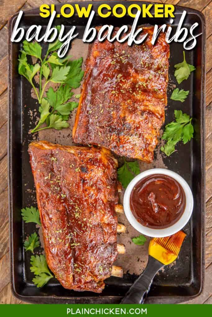 slab of slow cooker baby back ribs