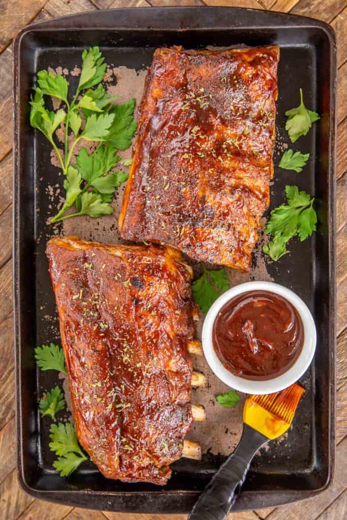 slab of slow cooker baby back ribs