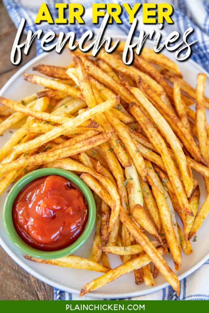 plate of french fries and ketchup