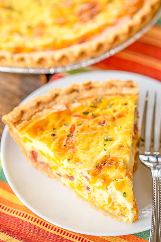 slice of quiche on a plate