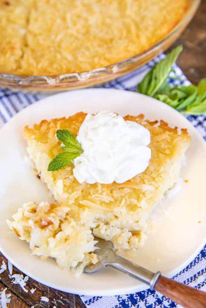 slice of coconut pie on a plate