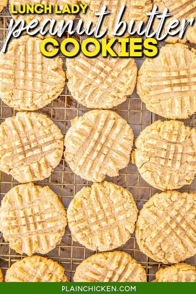 peanut butter cookies on a cooling rack