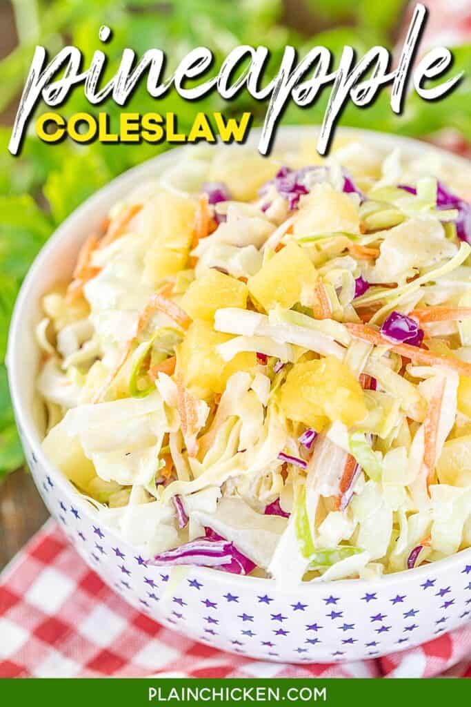 bowl of pineapple coleslaw