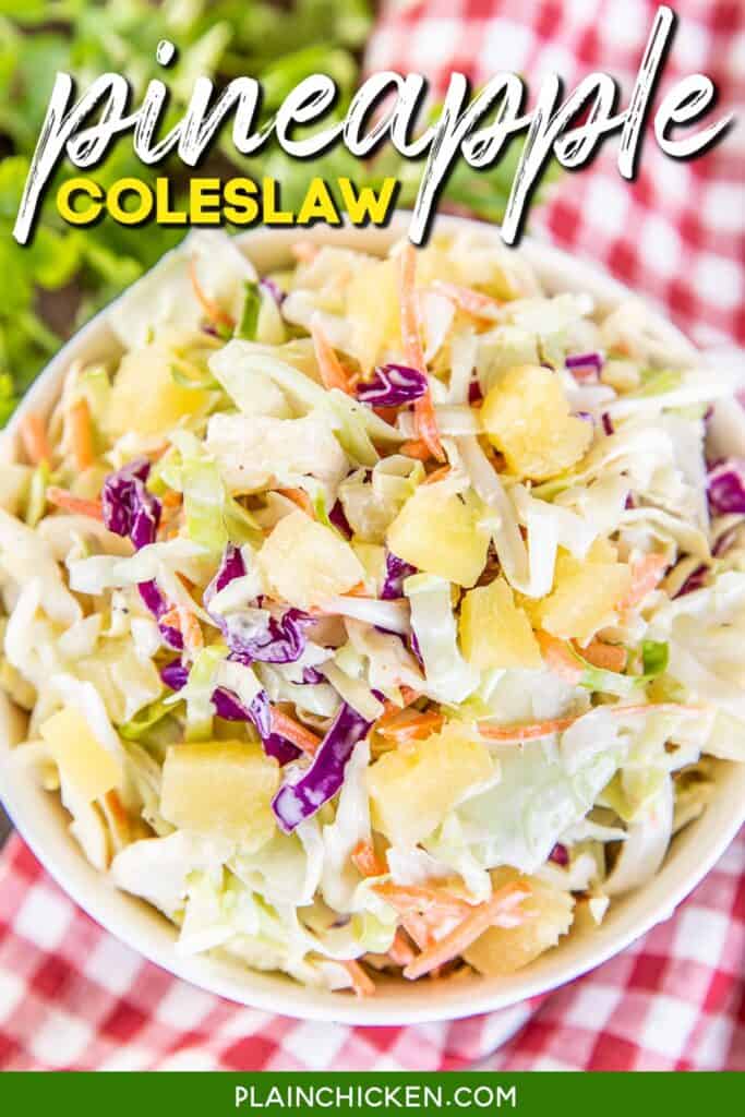bowl of pineapple coleslaw