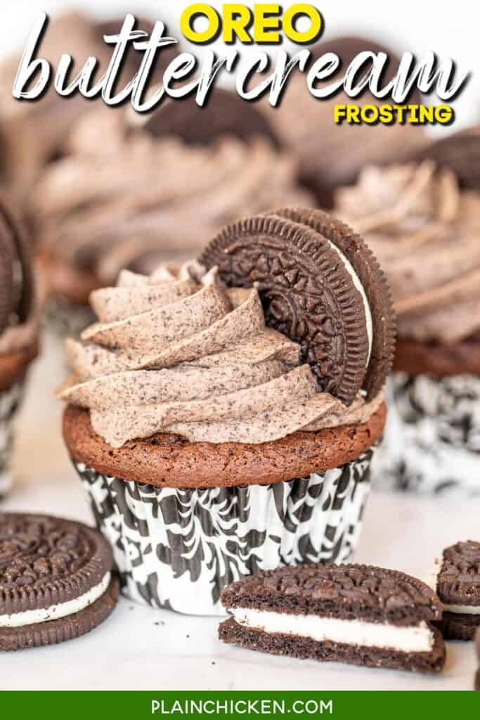 chocolate cupcakes with oreo buttercream frosting