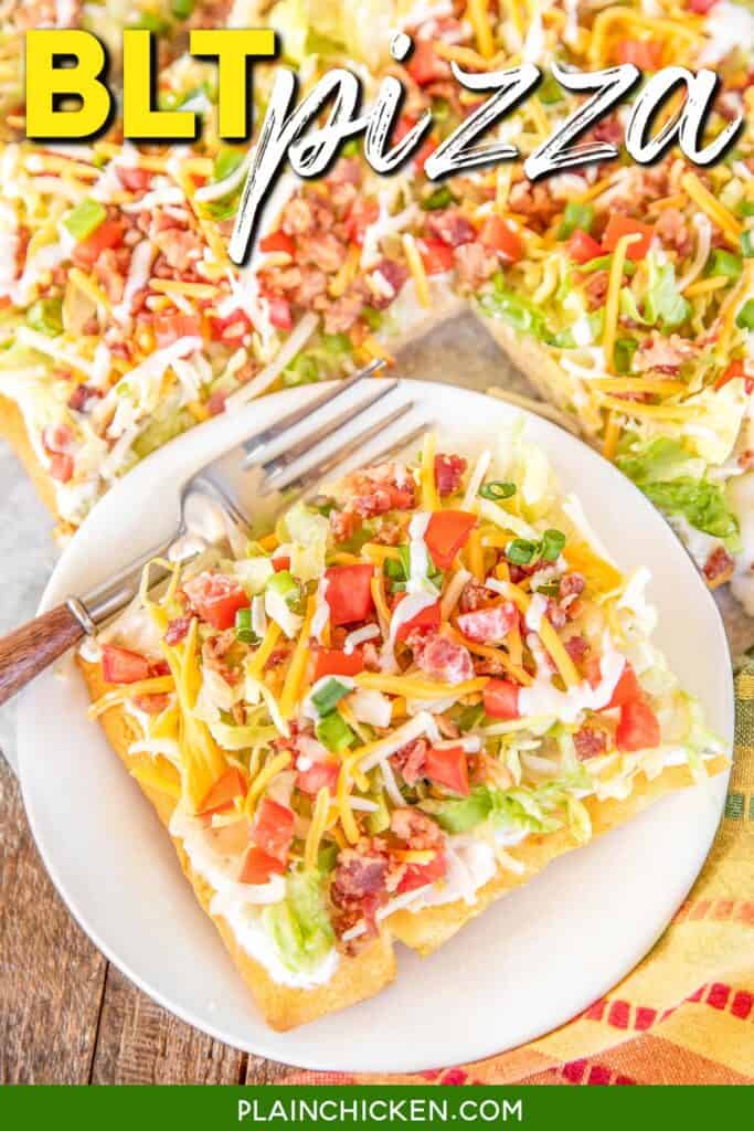 slice of BLT Pizza on a plate