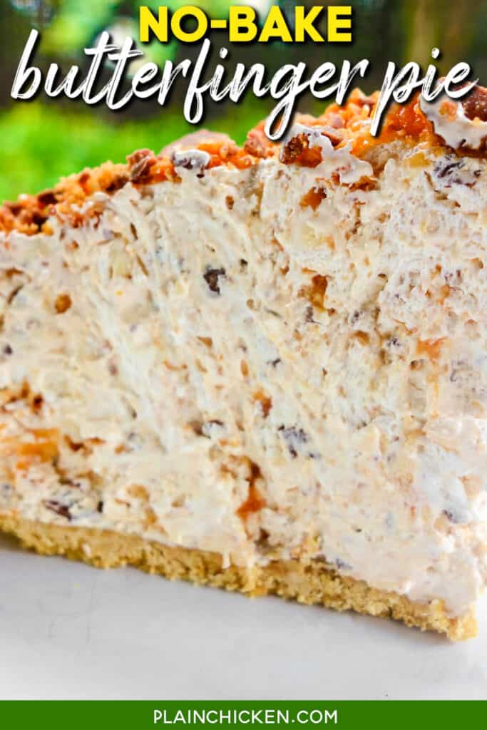 slice of butterfinger pie with text overlay