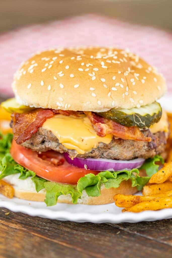 cheeseburger on a plate