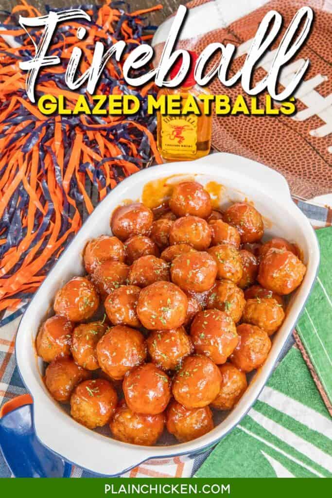 glazed meatballs in a baking dish