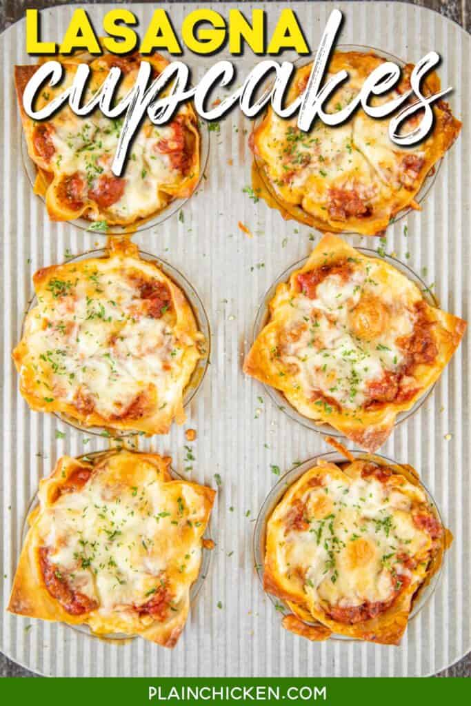 lasagna baked in a muffin pan