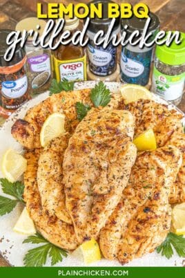 plate of lemon grilled chicken