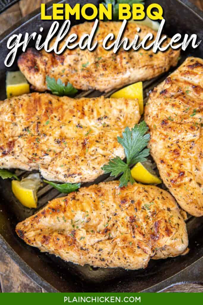 lemon grilled chicken in a grill pan
