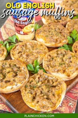 sausage and cheese topped english muffins