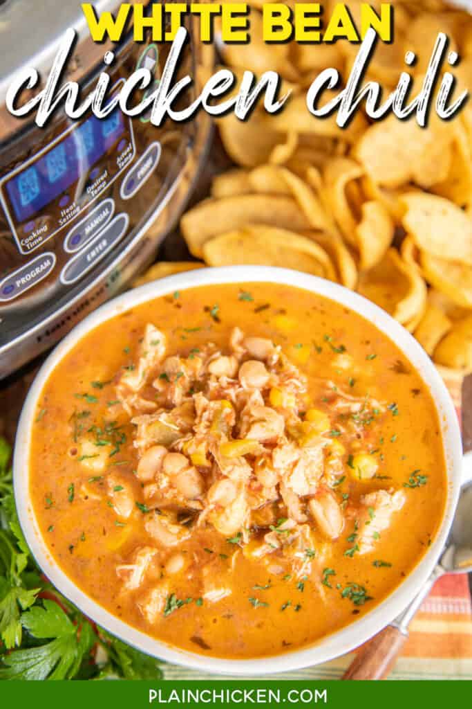 bowl of chicken chili with corn