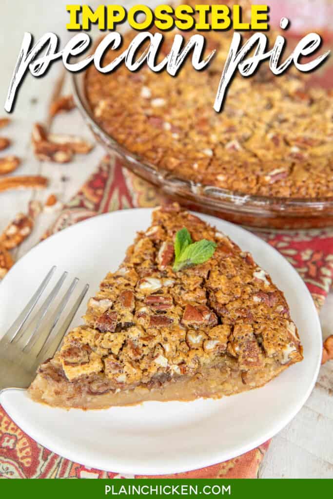 slice of pecan pie topped with mint