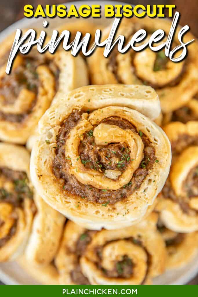 close up of sausage biscuit pinwheel