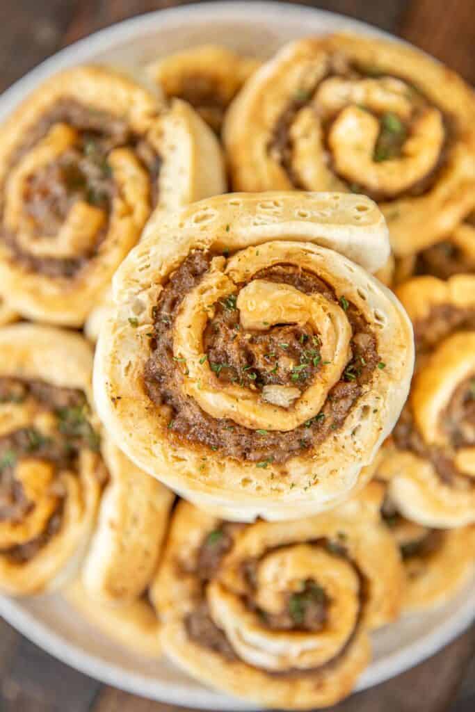 close up of sausage pinwheel