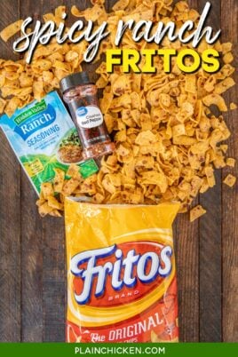 bag of fritos with ranch and red pepper flakes