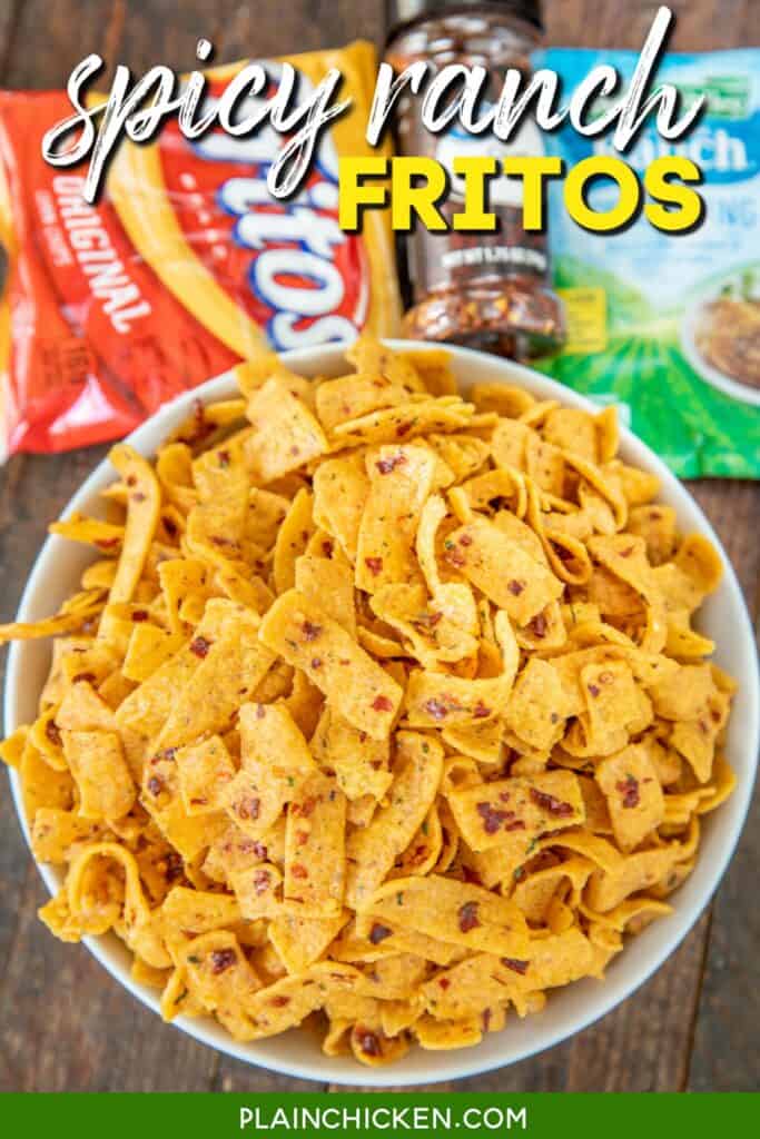 bowl of red pepper flake frito chips