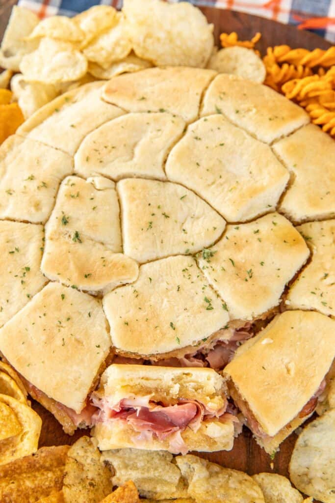 plate of ham rolls