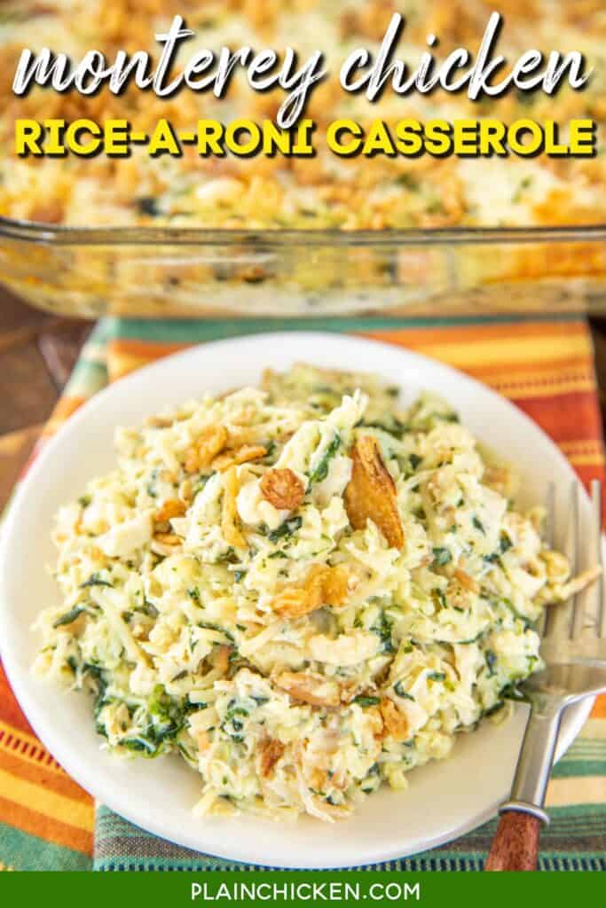 plate chicken, spinach and rice casserole