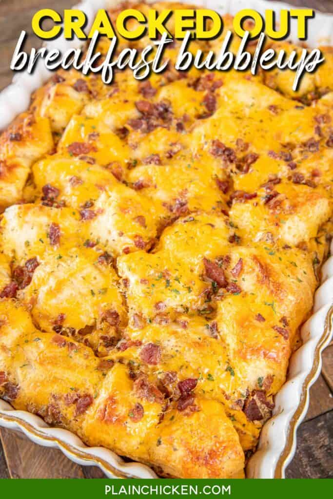 cheesy bacon biscuit casserole in baking dish