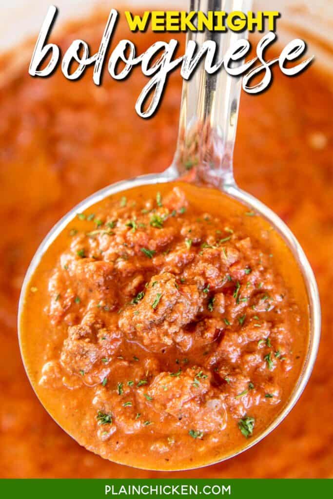 ladle of bolognese sauce