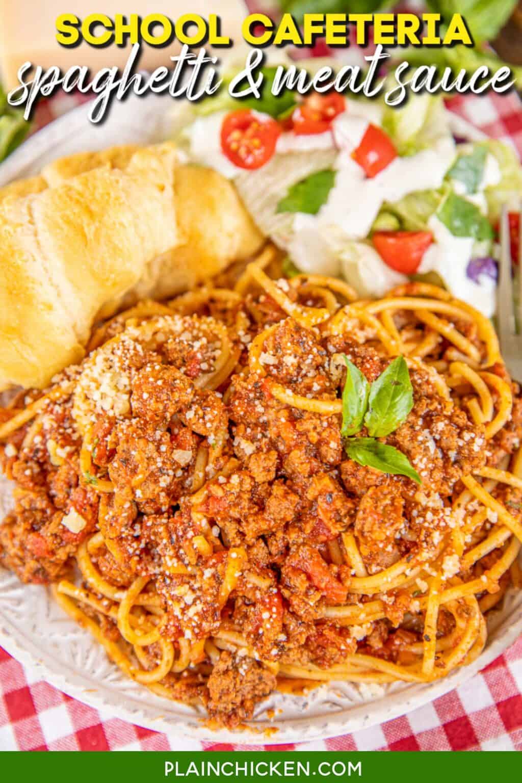 School Cafeteria Spaghetti & Meat Sauce - Plain Chicken