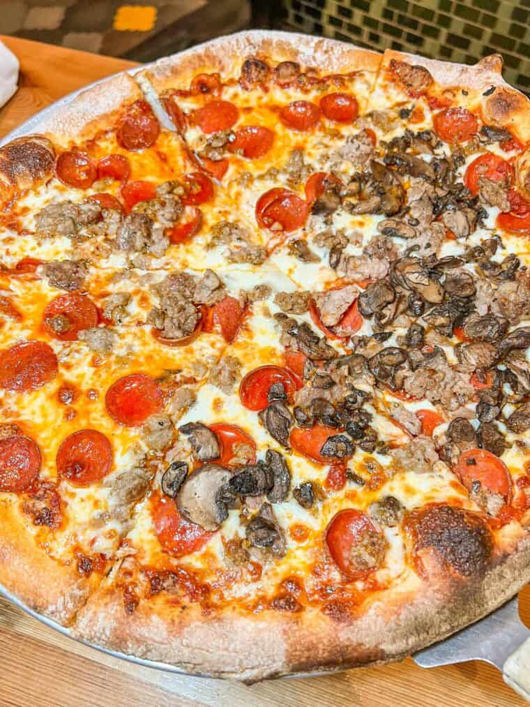 pepperoni pizza with mushrooms