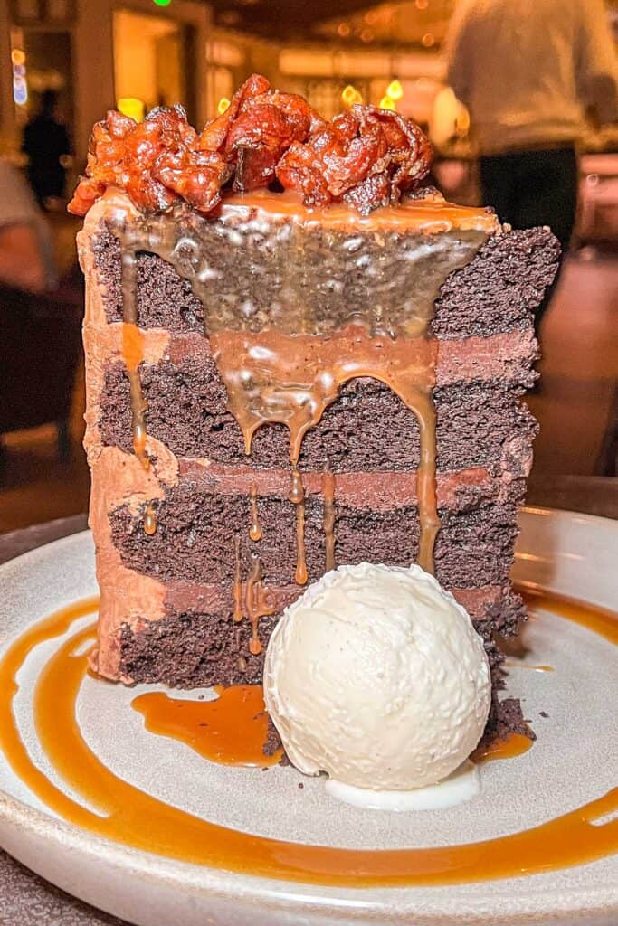 chocolate cake with bacon