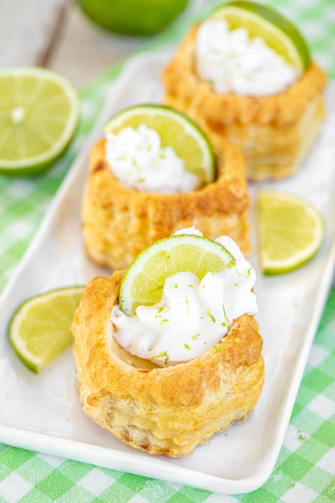 key lime puff pastry tart son a platter
