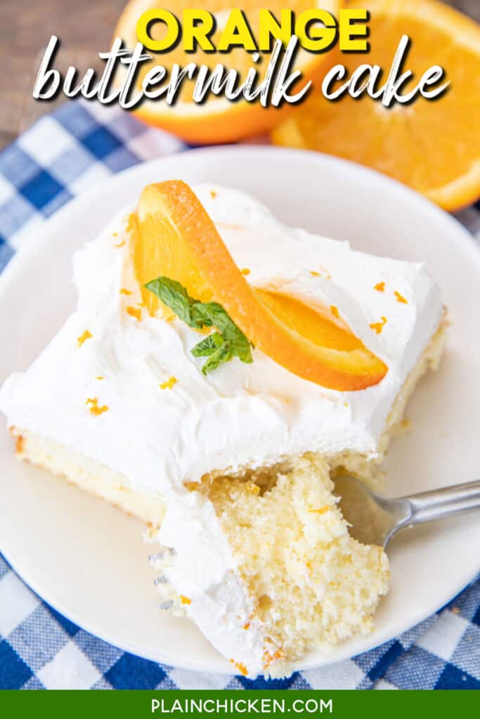 slice cake topped with an orange slice with text overlay
