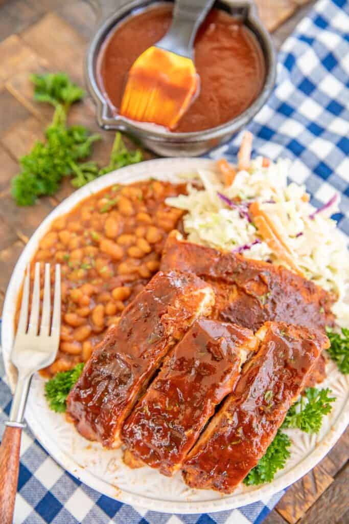 plate of bbq ribs