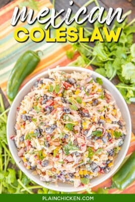 bowl of coleslaw with text overlay