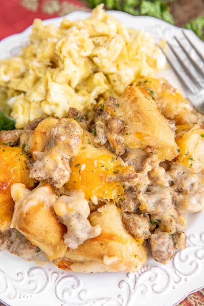 plate of biscuits and gravy casserole