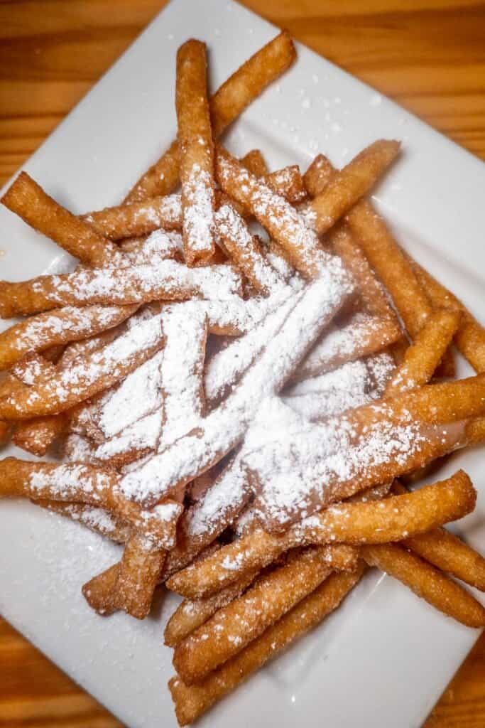 plate of funnel cake fries
