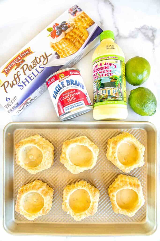 assembling key lime puff pastry tarts
