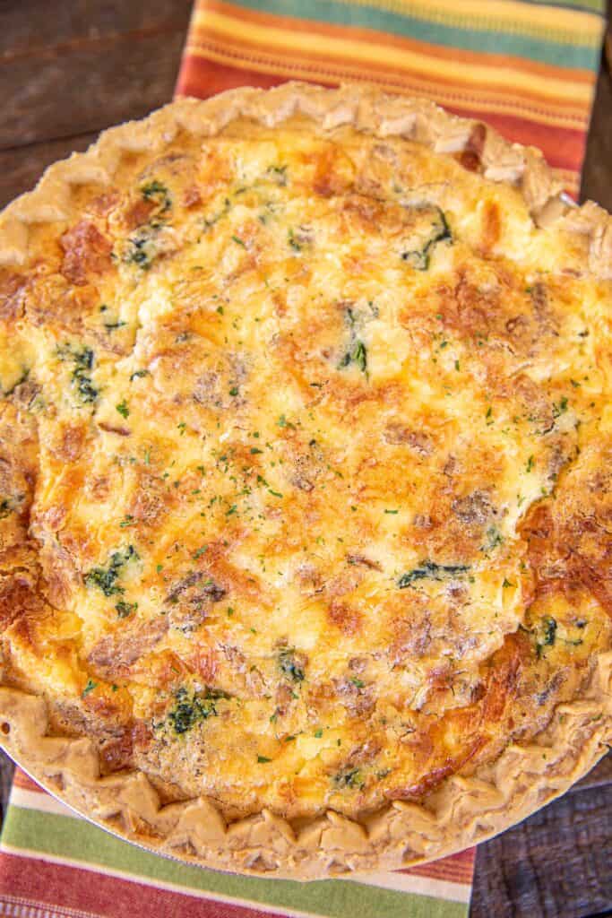 whole quiche on a table