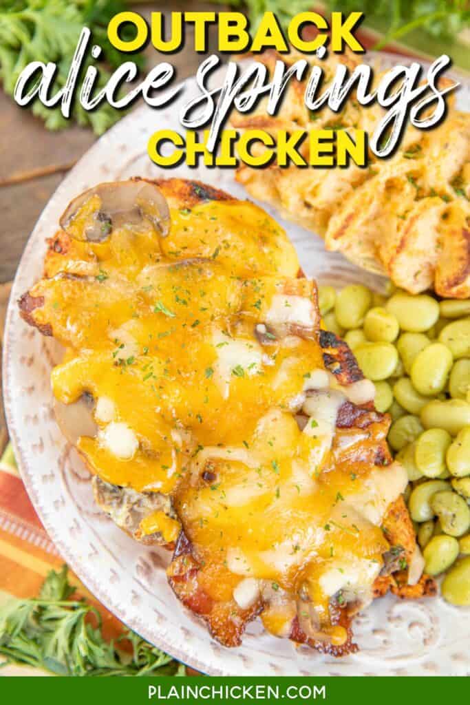 plate of grilled chicken with text overlay