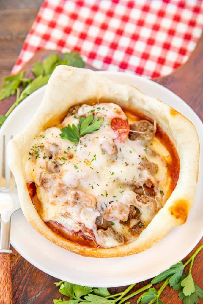pizza pot pie on a plate