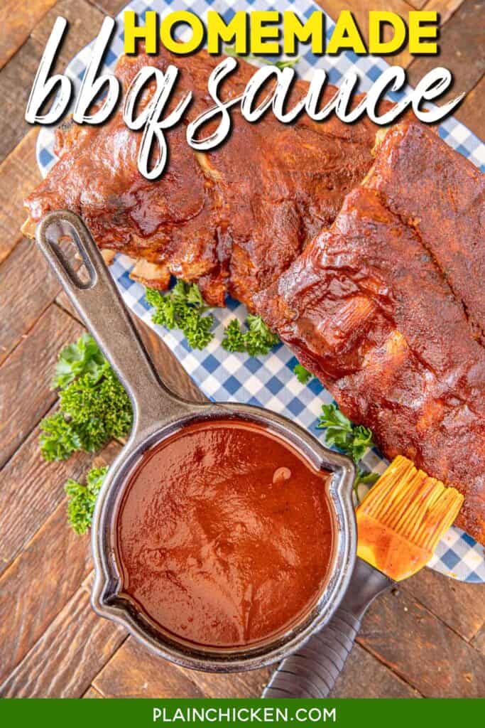 bowl of bbq sauce with ribs