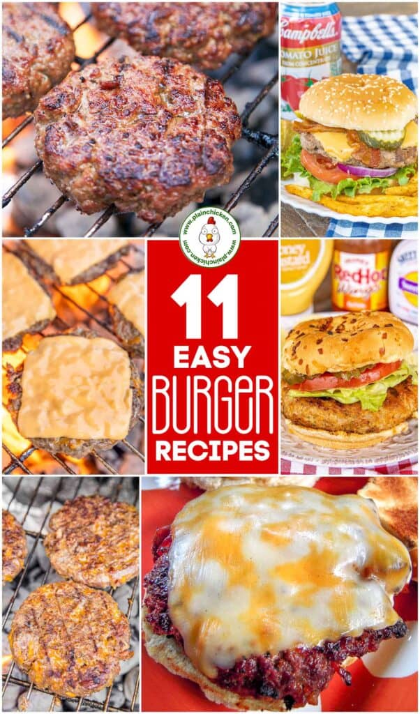 collage of burger recipes with text overlay