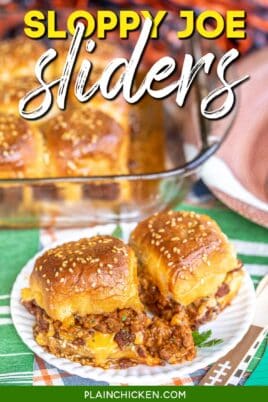 plate of sloppy joe sliders with text overlay