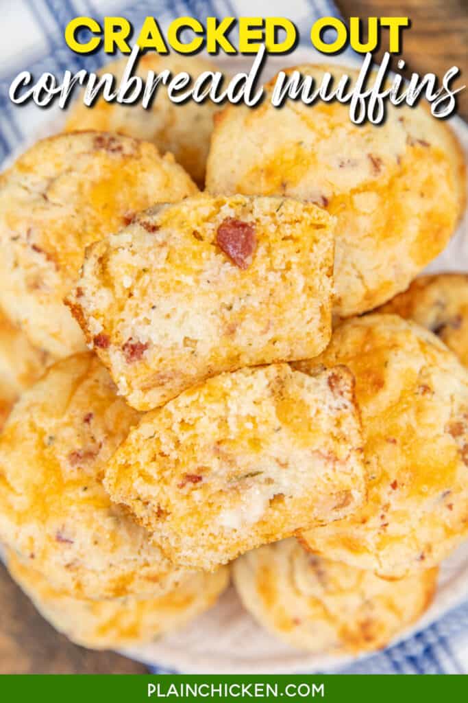 plate of cornbread muffins with text overlay
