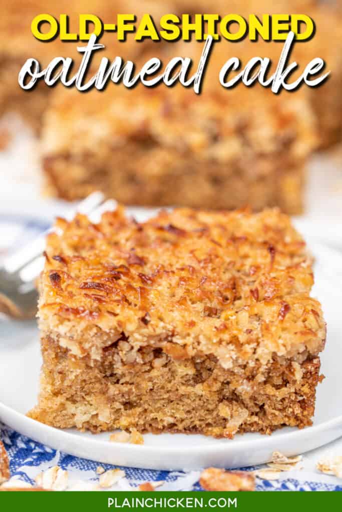 slice of oatmeal cake with text overlay