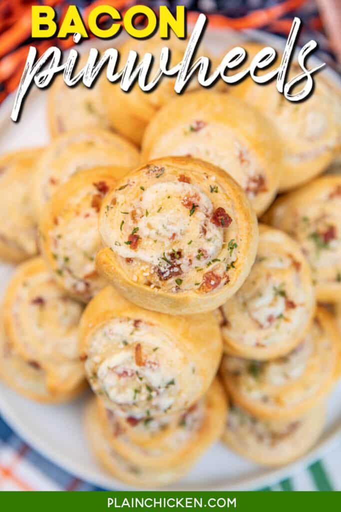 plate of bacon crescents with text overlay