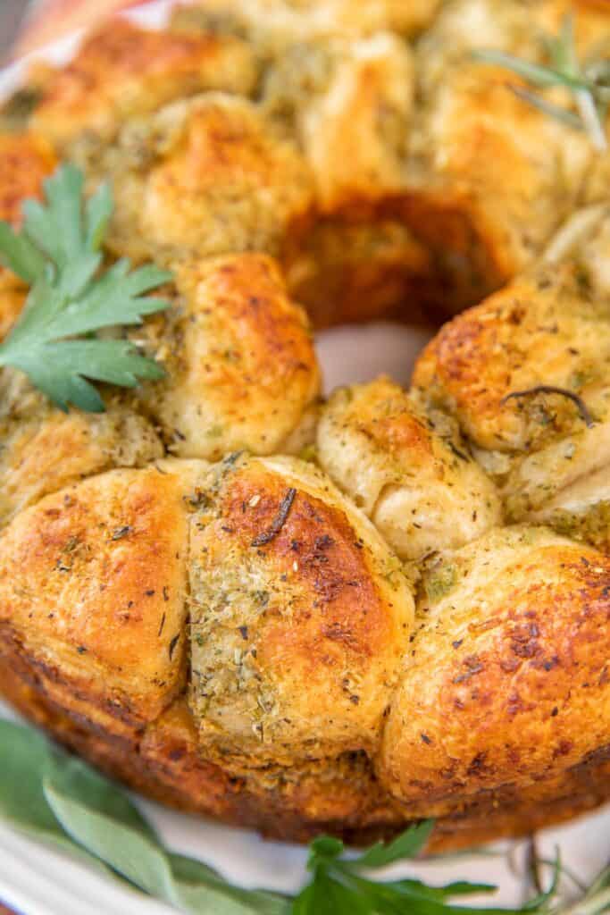biscuit stuffing baked in a bundt pan