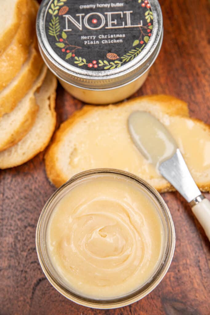jars of honey butter and bread