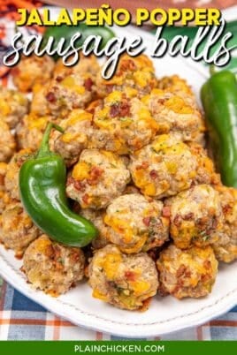 plate of jalapeno sausage balls with text overlay