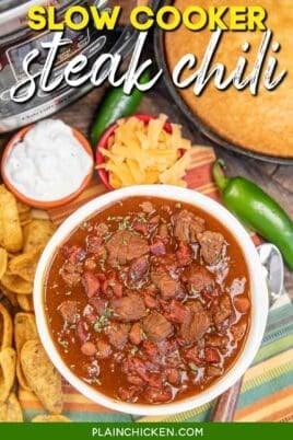 bowl of chili with text overlay